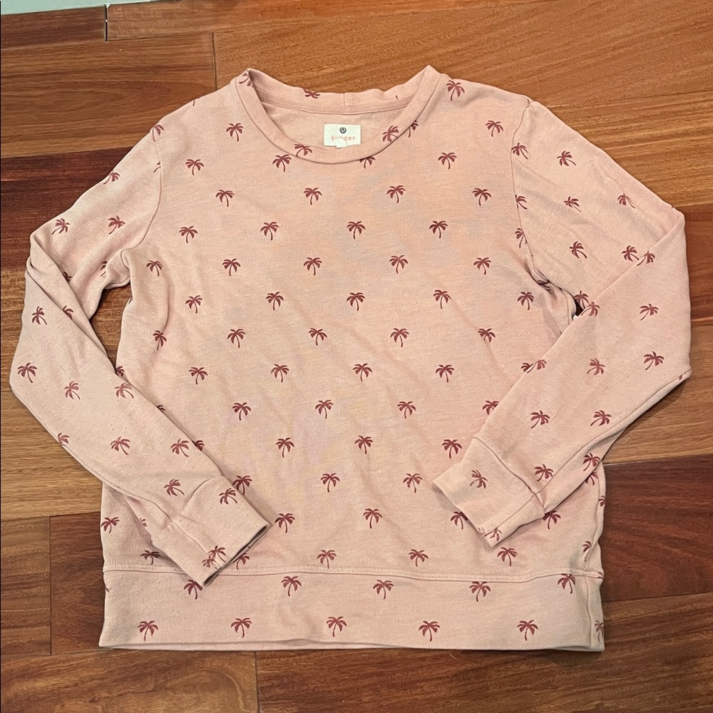 Pink Palm Tree Print Sweatshirt